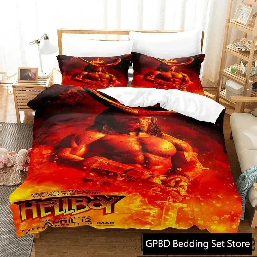 3D Print The Film Hellboy Bedding Set Duvet Cover Bed Set Quilt Cover Pillowcase Comforter king Queen Size Boys Adult Bedding