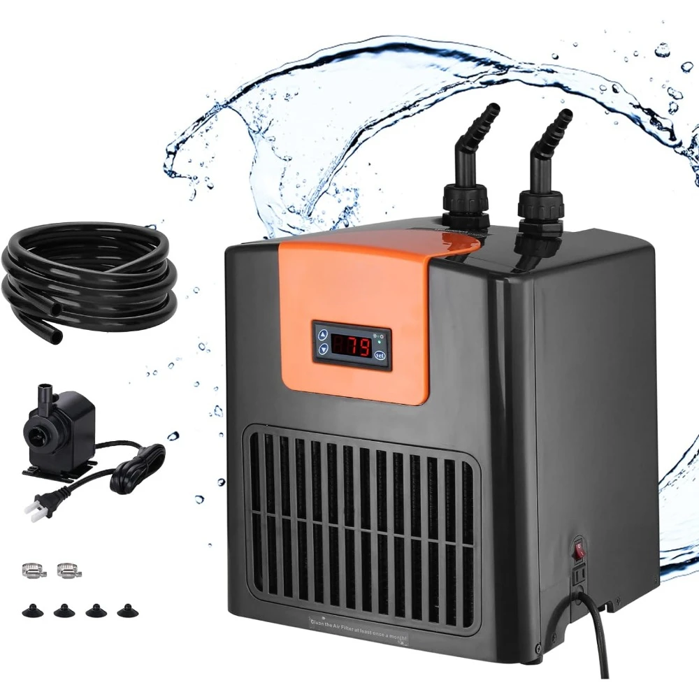 

Aquarium Chiller, Quiet Refrigeration Compressor for Seawater and Fresh Water, Hydroponic Water Chiller