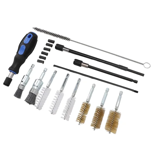 Imagen 2 del producto Kit de limpieza de cabezales de cilindro resistente al óxido, cepillo de limpieza de asiento de inyector diésel, herramienta de ajuste Universal resistente para vehículo, 19 unids/set