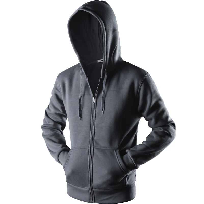 New  Plain Mens Zip Up Hoody Jacket Sweatshirt Hooded Zipper male Top Outerwear Black Gray Boutique men