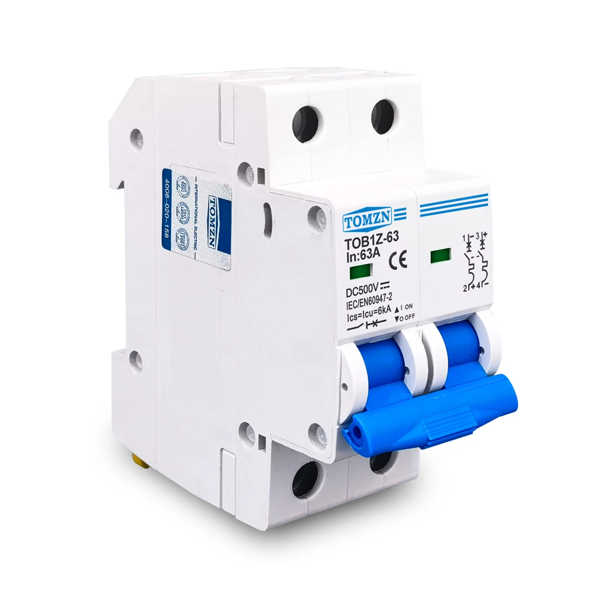 TOMZN 1P 2P DC MCB 6KA 500V Mini Circuit Breaker 3A 6A 10A 16A 20A 25A 32A 40A 50A 63A Y Connection image 3