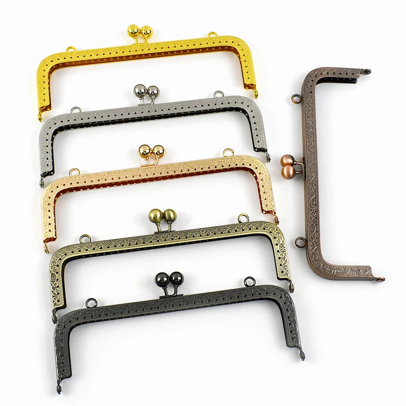 1Pc Deepeel 20cm Embossed Metal Purse Frame Bags Handle Handbag Strap Chain DIY Sewing Brackets Wallet Kiss Clasp Accessories