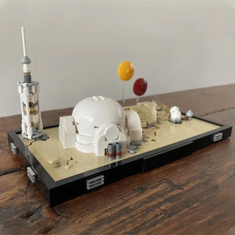 Star Movie Modello Moc Mattoni da costruzione Binario Tramonto Deserto Diorama Tecnologia Blocchi modulari Regalo Giocattolo di Natale Set fai da te Assemblaggio