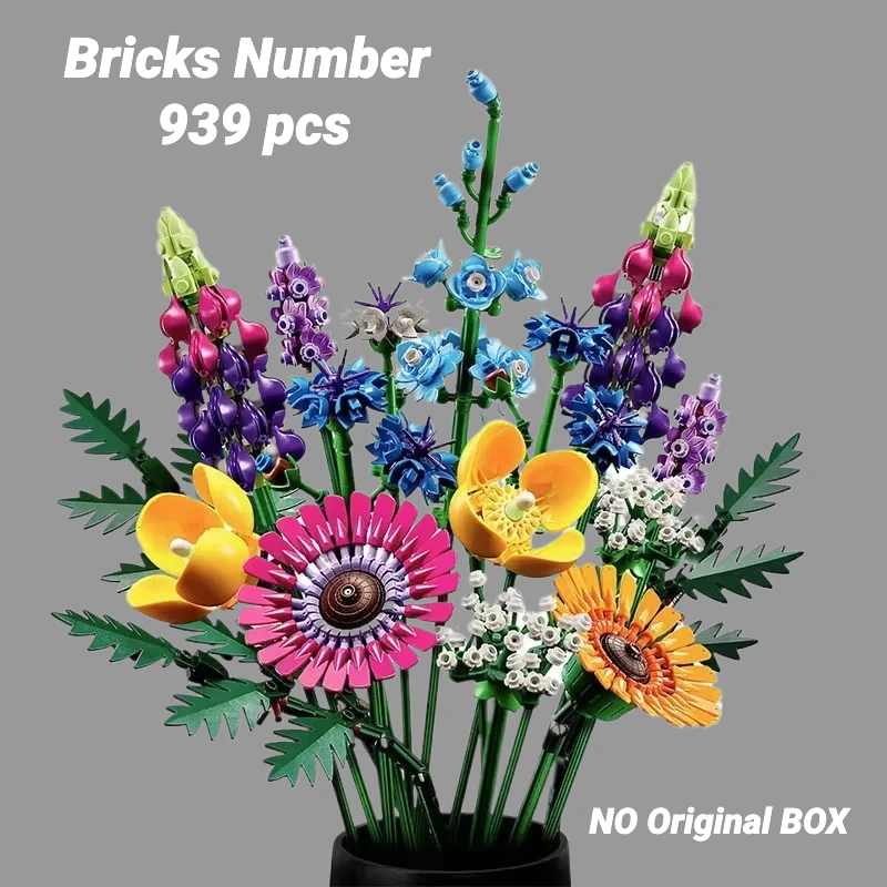 MOC10313 Romantic Wildflower Bouquet Flower Building Set Home Decoration Building Block Toys Valentine's Day Gift for Girlfriend