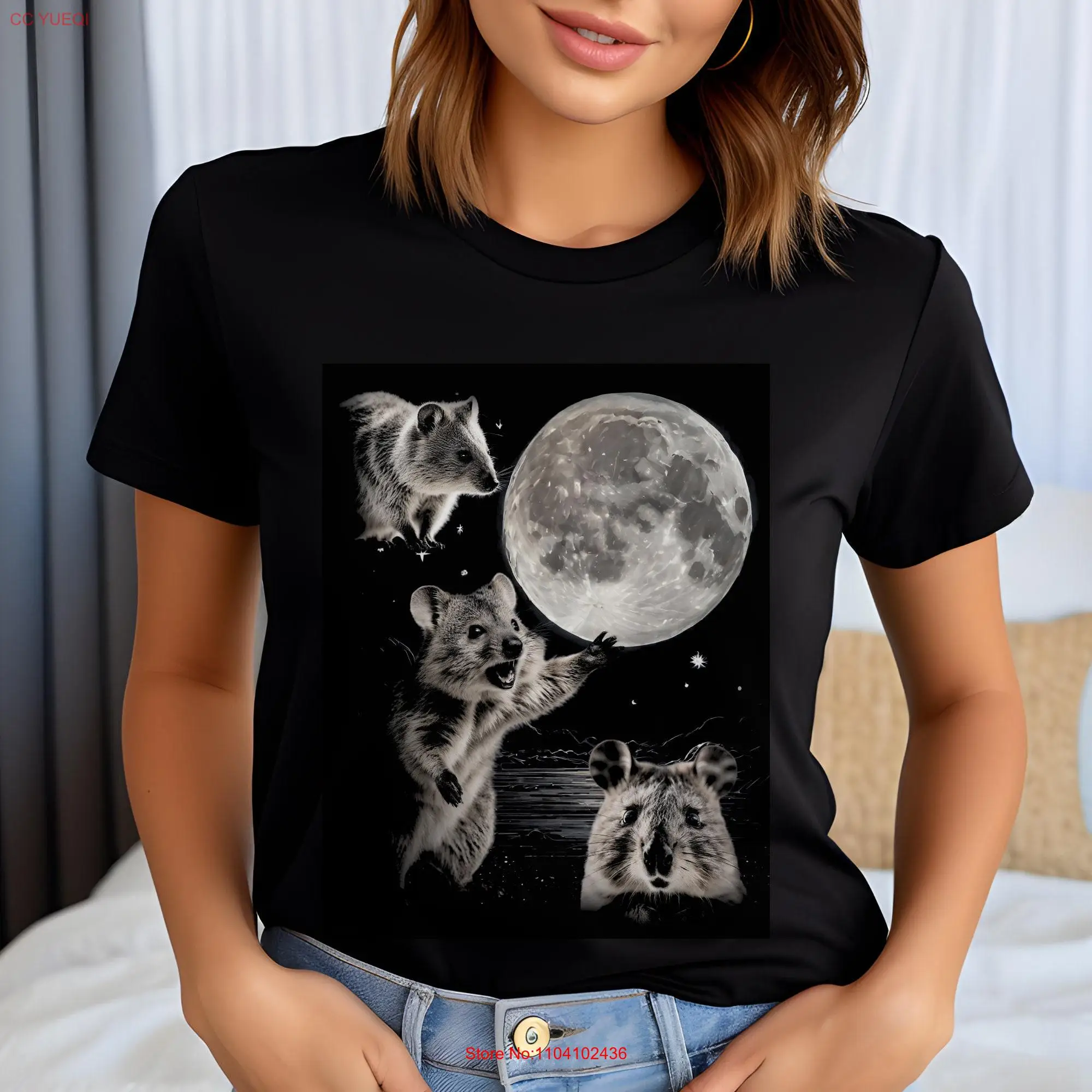 Quokka moon vintage shirt Funny Australian animal meme galaxy Raccoon for boyfriend or dad long or short sleeves