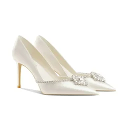 Elegant Wedding Shoes Bridal Shoes White Rhinestone High Heels Bridesmaid Pumps