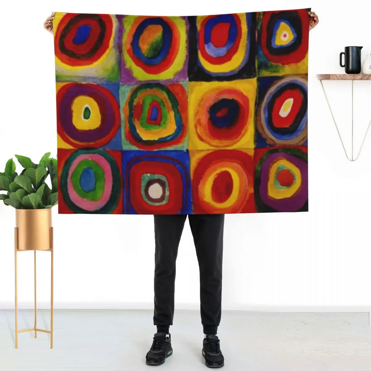 Kandinsky - Squares with Concentric Circles | Kandinsky Color Study Throw Blanket Soft Plush Plaid Bed funny gift Blankets