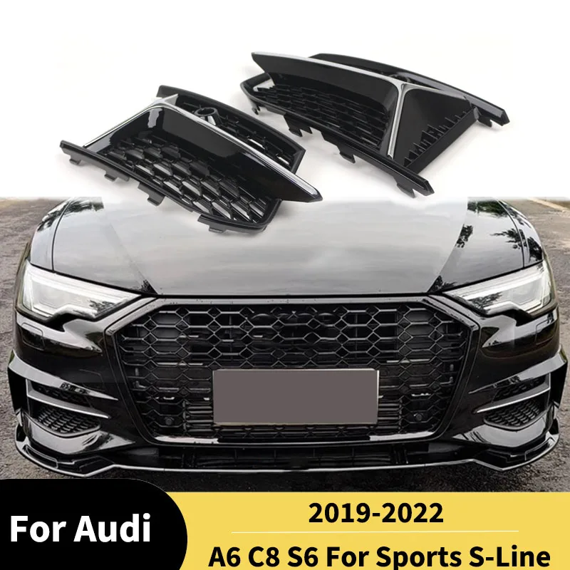 Für Audi A6 C8 S6 2019-2022 Sport S-Line Auto Frontstoßstange Nebelscheinwerfer-Rahmen Nebellampen-Abdeckung Zubehör Karosserie-Kit Tuning