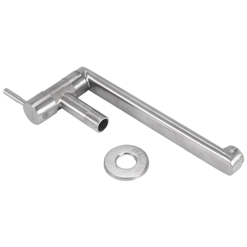 Robinet de cuisine Rotation à 180 degrés évier vadrouille robinet de piscine en acier inoxydable allongé mural unique robinets d'eau froide-AA25