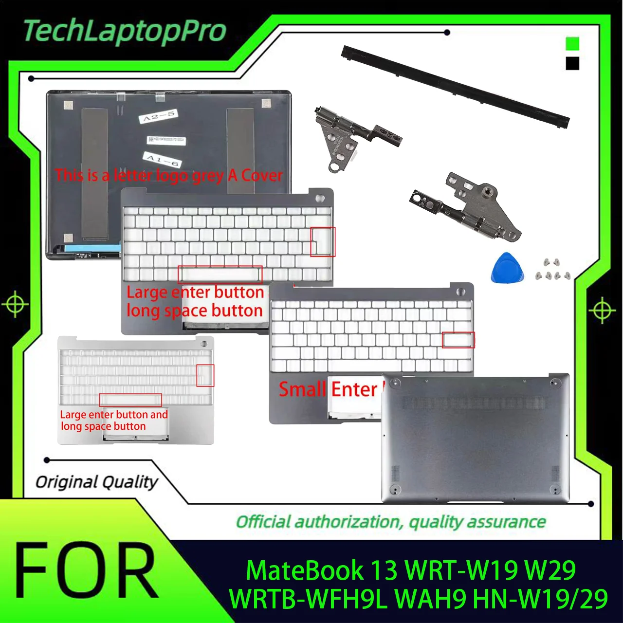 Brand New Laptop For MateBook 13 WRT-W19 W29 WRTB-WFH9L WAH9 HN-W19/29 LCD Back Cover/Bezel/Palmrest/Bottom/Hinge Replacement