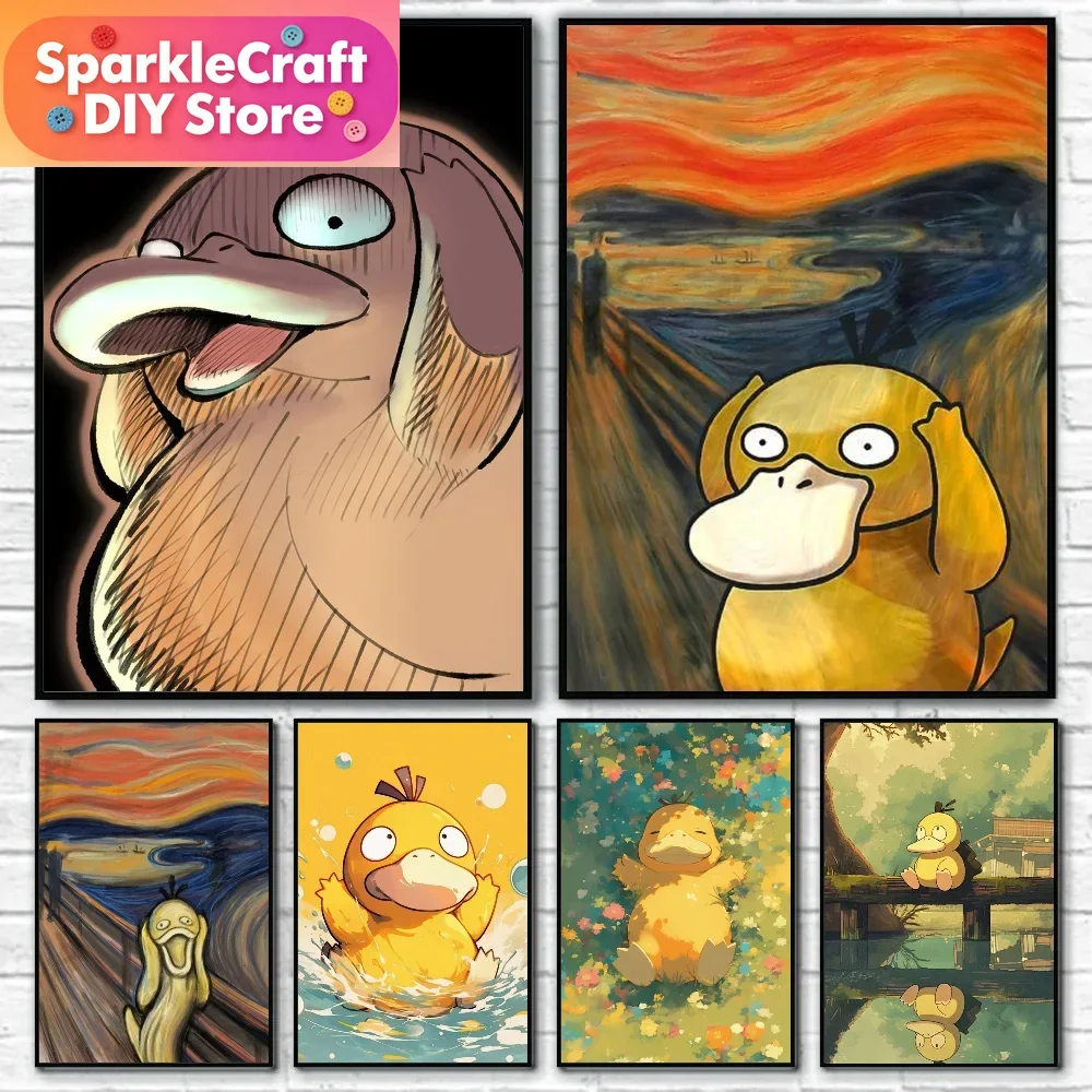 1pc frameless Psyduck Cartoon 5D Diamond Painting Cross Stitch Mosaic Kits Home Decoration Wall Stickers DIY Handmade Gift