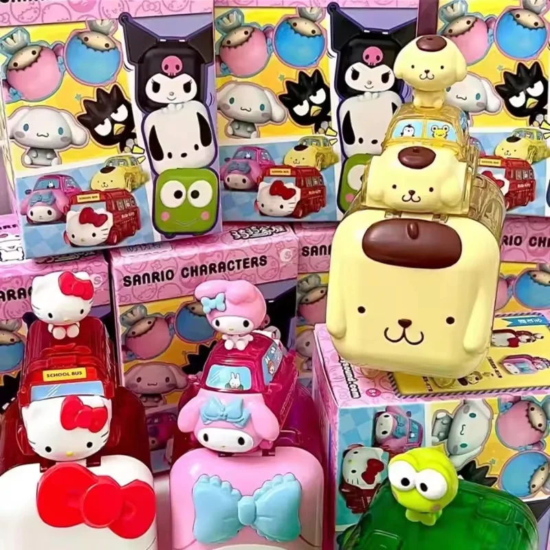 2025 النسخة الأصلية الجديدة Miniso صندوق أعمى ركوب الأسرة Kuromi صندوق أعمى Meileti حلية سيارة التراص الموسيقى لعب الأطفال هدية