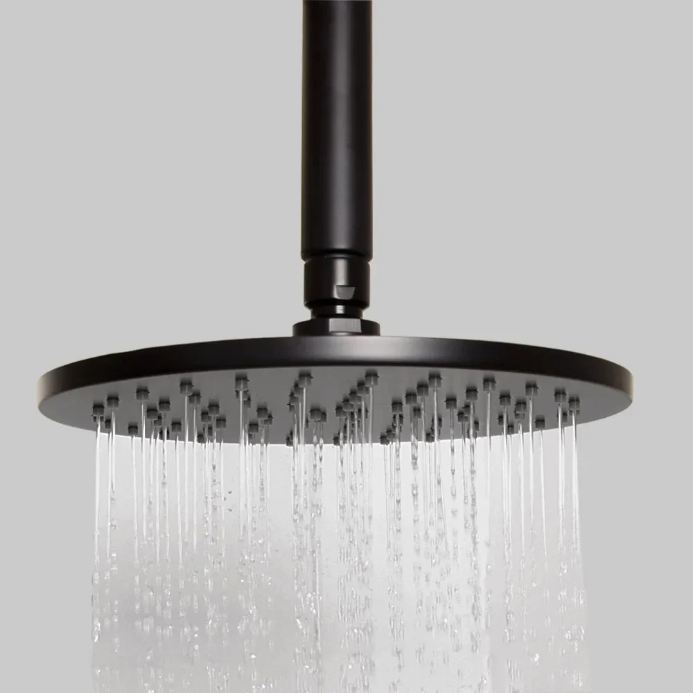 Wall Mouned and Ceiling Mounted Brass Bathroom Shower Black Square & Round Rain Shower Head，Shower Arm