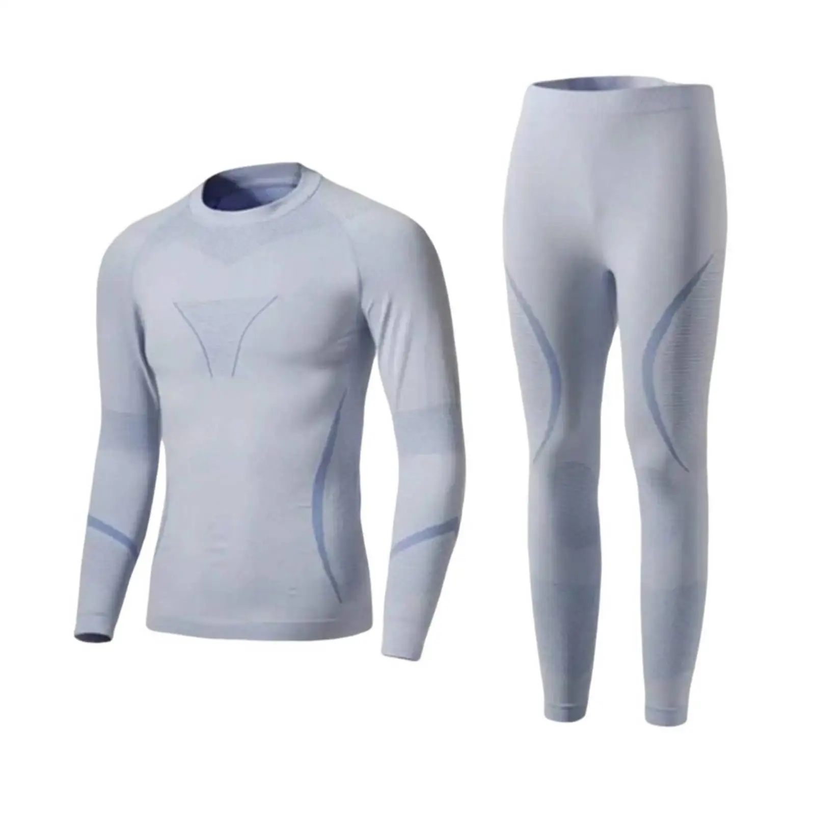 Men Thermal Underwear Set Polyester Nylon Base Layer Dampness Wicking Seamless Compression Ski Hiking Running Gear
