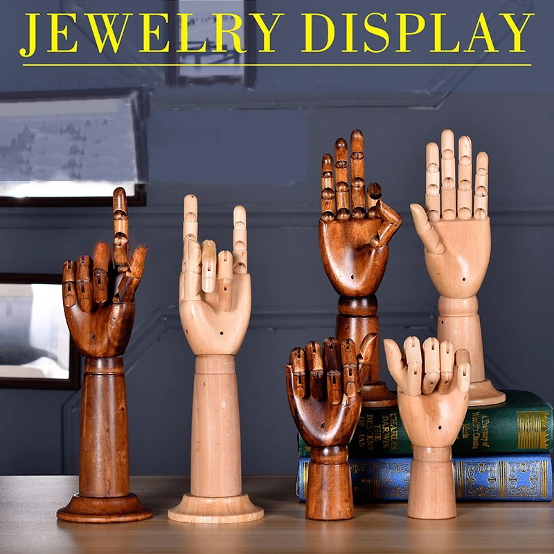 

Wood Mannequin Hand Display For Jewelry Accessories Sketch Hand Mold Manipulator Necklace Rings Display Props