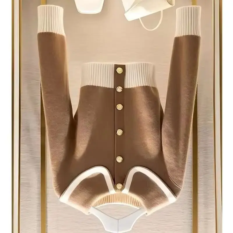 

Новый высококачественный осенний модный короткий кардиган, свитер, женский повседневный трикотаж с длинным рукавом, женский повседневный вязаный свитер, топы