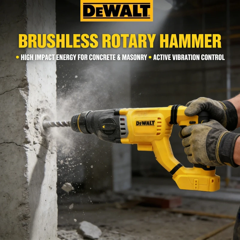 

DEWALT DCH263 20V Rotary Hammer Drill, Brushless Motor, Efficient Wall Drilling, Cordless Electric Hammer for Construction