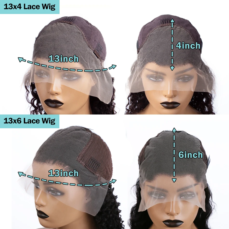 250% Deep Wave 13x6 Lace Frontal Human Hair Wigs Transparent Brazilian Remy 30 40 Inch Water Wave 13x4 Lace Front Wig For Women