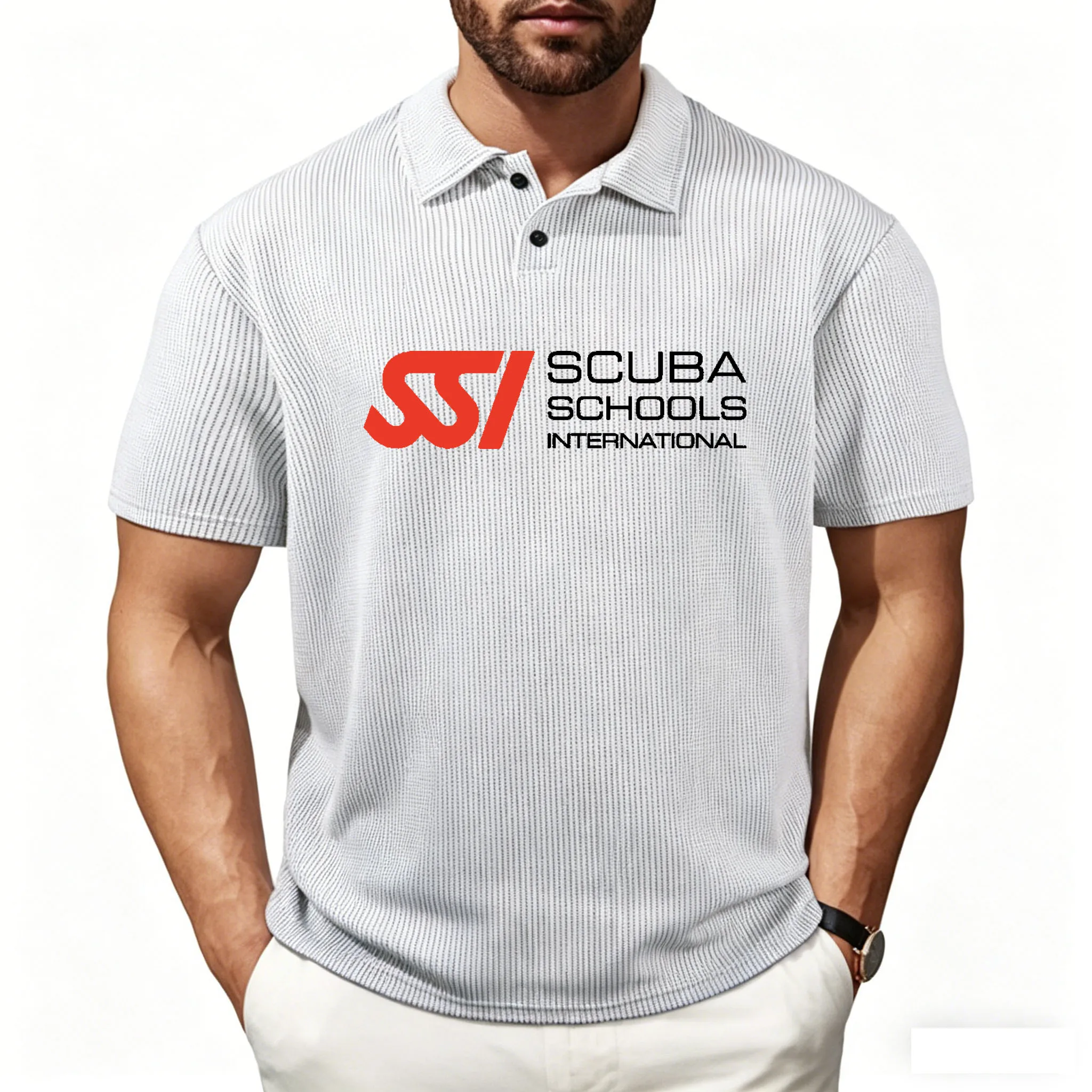 Scuba Diving Dive SSI Men's 30% Cotton Polo Shirt print Casual Summer Fashion Short Sleeve Lapel Tee for Golf and Sports