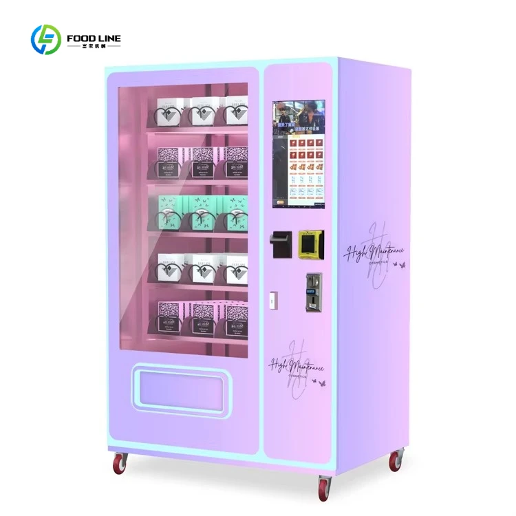 Pink Wig Hair Vending Machine Cosmetics False Eyelashes Vending Machine with Banknotes and Coins FL Customized