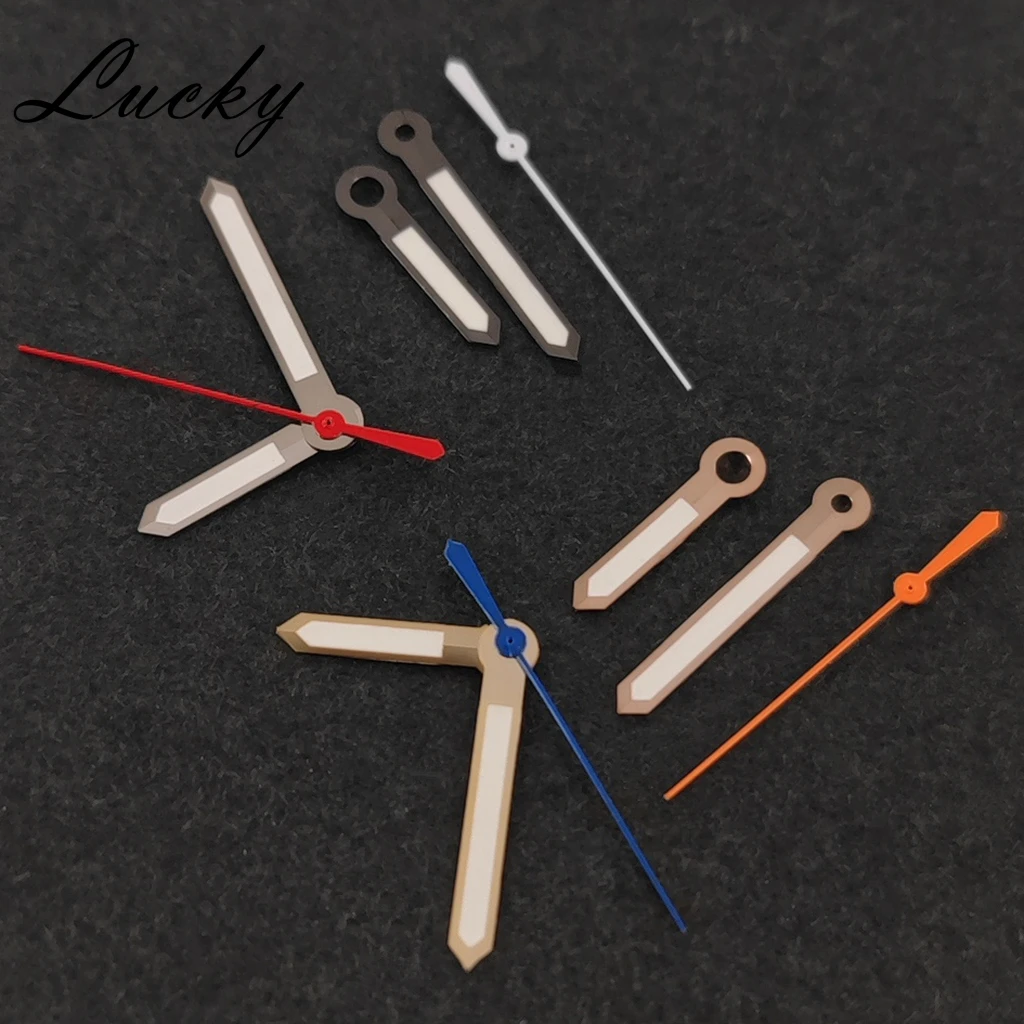 NH35 NH36 عالية الجودة الأيدي الفضة بندقية الذهب ارتفع ساعة ذهبية الأيدي الأخضر مضيئة الساعات مؤشرات تناسب حركة NH35/NH36/4R/7S