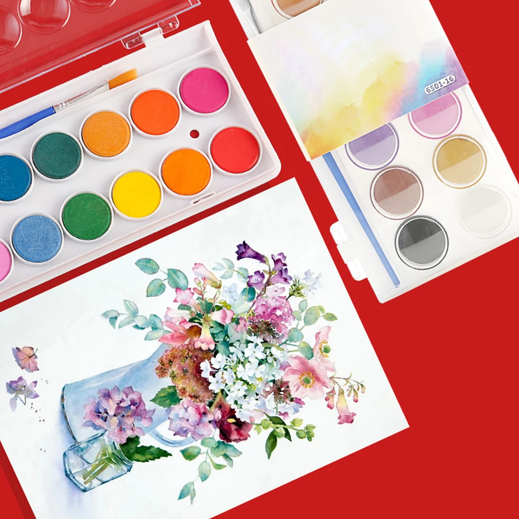 12/16/28/36 kolorów zestaw farb akwarelowych dla dzieci zestaw do malowania pigmentem z pędzlem artykuły artystyczne zestaw farb akwarelowych