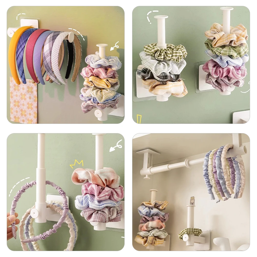 

2 Pcs Hook Hooking Hair Ring Flower Storage Headbands Holder Organizer Scrunchie Tie Organiser Stand White Hairband Holders