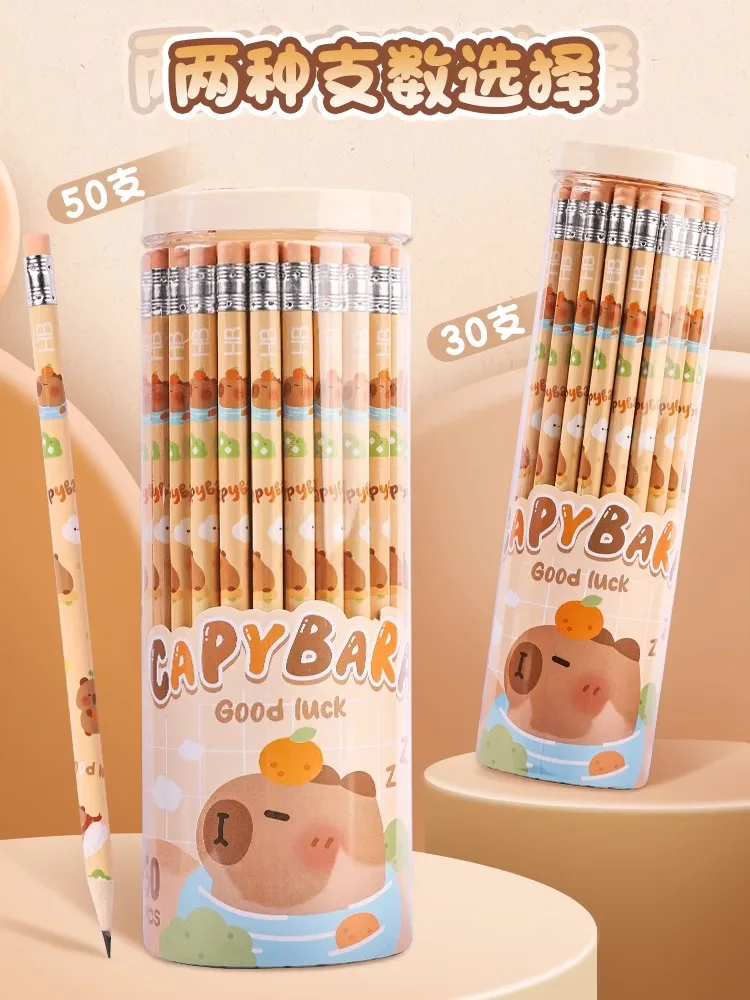 Cute Wooden Pencils Pens With Rubber Kawaii Back To School Gift For Teenage Kids Children Stationery Acsesories Supplies Set