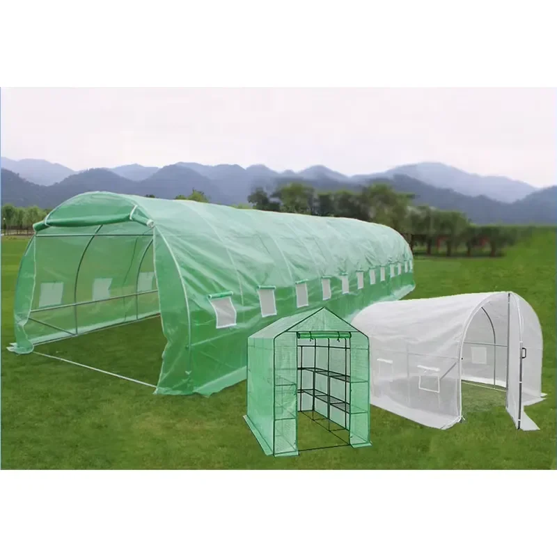 Walk-in Tunnel Greenhouse with Zippered Mesh Doors and Windows Upgraded Gardening Plant Hot House with Galvanized Steel Hoops
