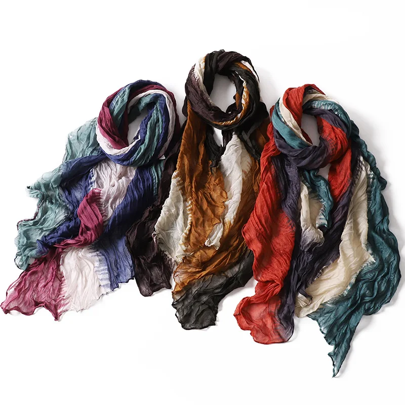 Simple and versatile 4-color stitching Bali yarn multi-color women's scarf autumn and winter fashion multi-purpose shawl