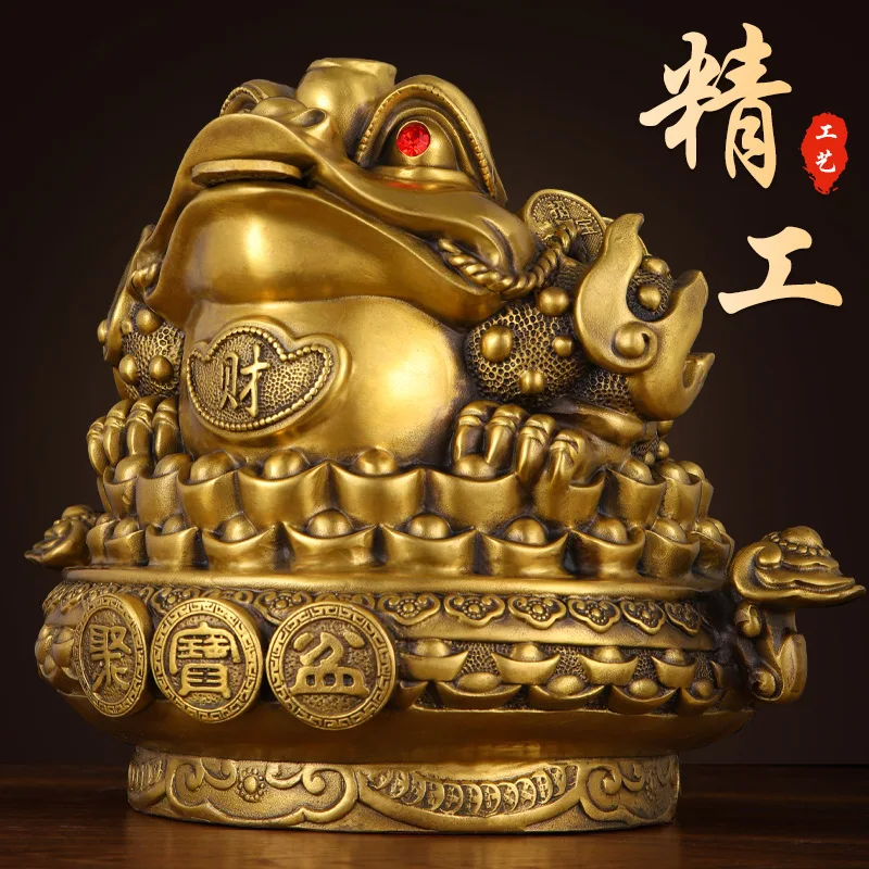 

Shanpin Cornucopia Brass Three Feet Golden Toad Opening Golden Cicada Metal Crafts Large Toad Home Decoration Wholesale