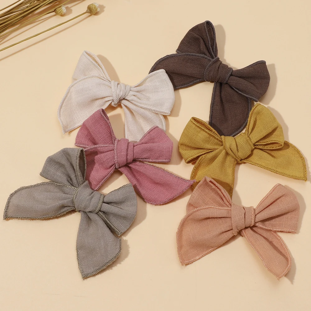 Baby Accessories For Newborn Toddler Kids Baby Girl Boy Hairclip Cotton Solid Color Bowknot Clip  Exquisite Handmade Hair Clips