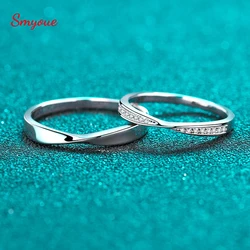 Smyoue 100% 925 Sterling Silver Moissanite Ring for Women Men Couple Ring Valentine's Day Gift White Gold Plated Unisex Band