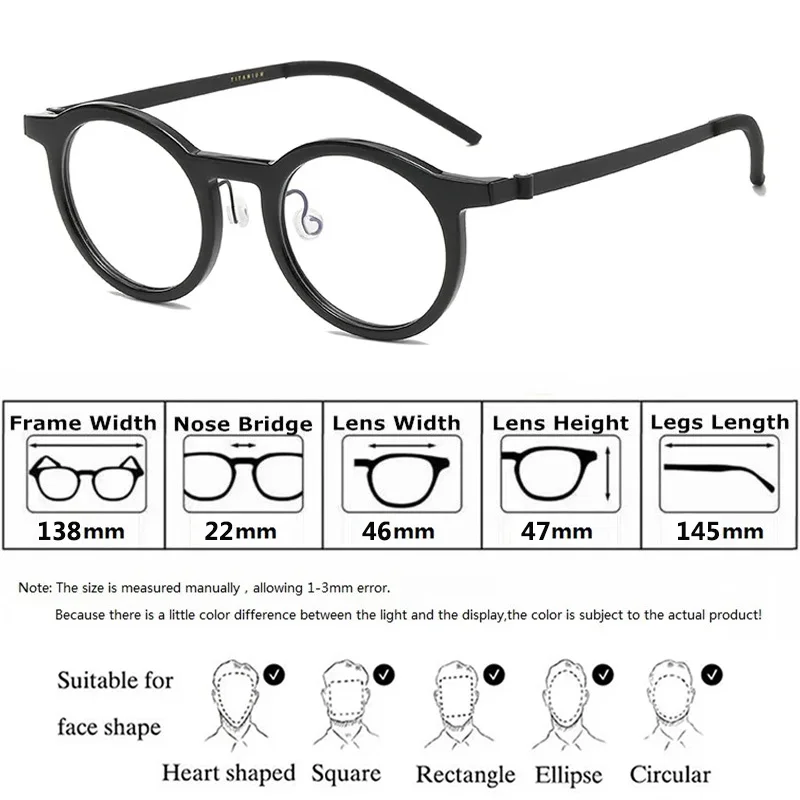 Denmark Brand Design Round Glasses Thick Acetate Frame 1846 Men Women Screwless Ultralight Circle Eyeglasses Handmade Spectacles