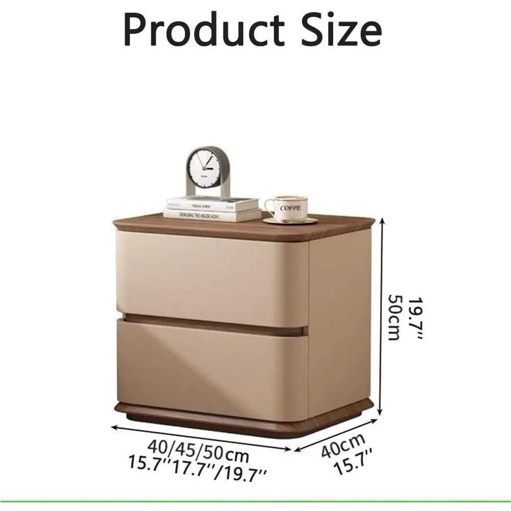 منضدة حديثة في منتصف القرن: طاولة جانبية سوداء ذات درجين بطول 19.7 بوصة لغرفة النوم أو غرفة المعيشة أو المكتب