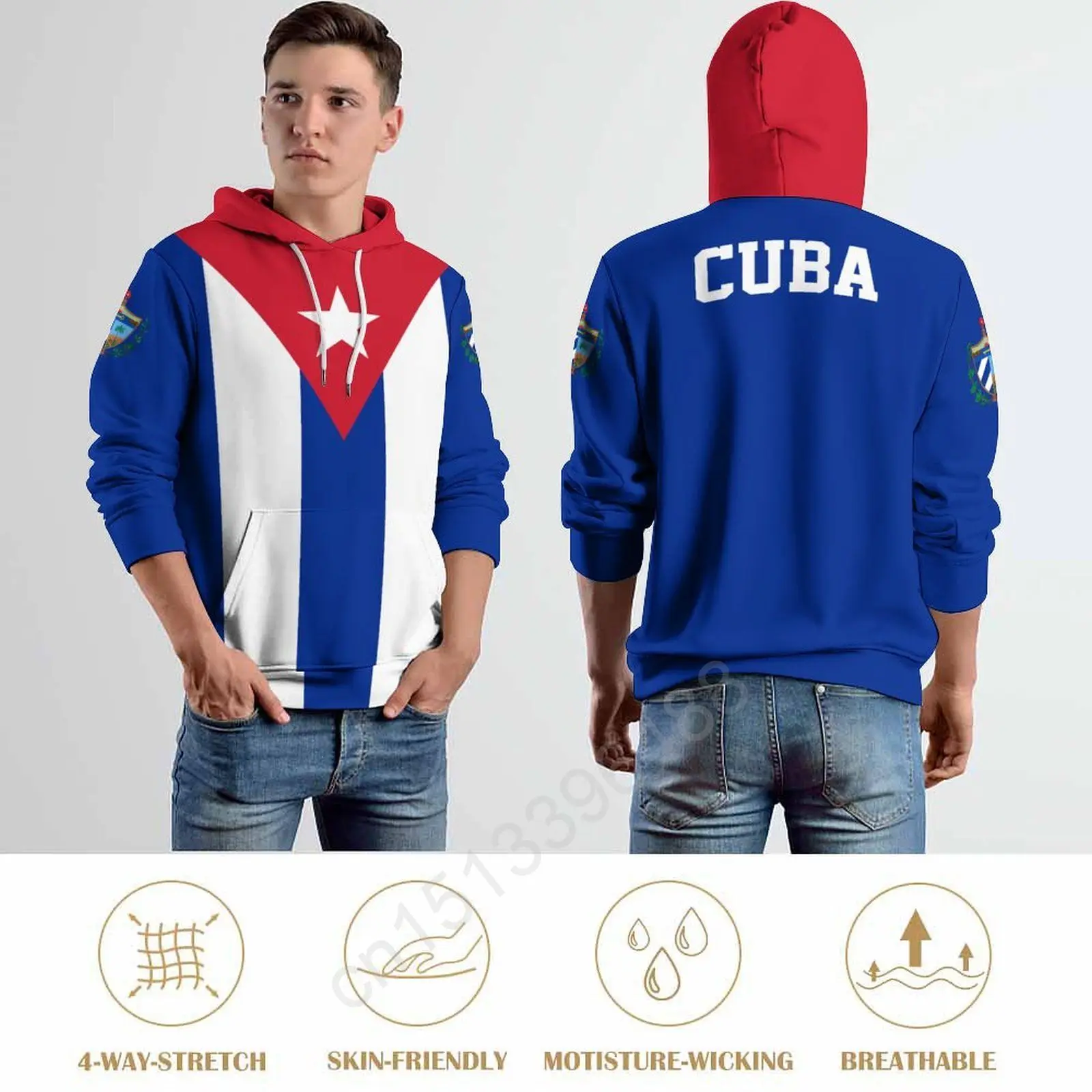 Cuba Country Flag 3D Hoodie Polyester Cool Men Women Harajuku Sweatshirt Unisex Casual Pullover Hoodies Custom Name
