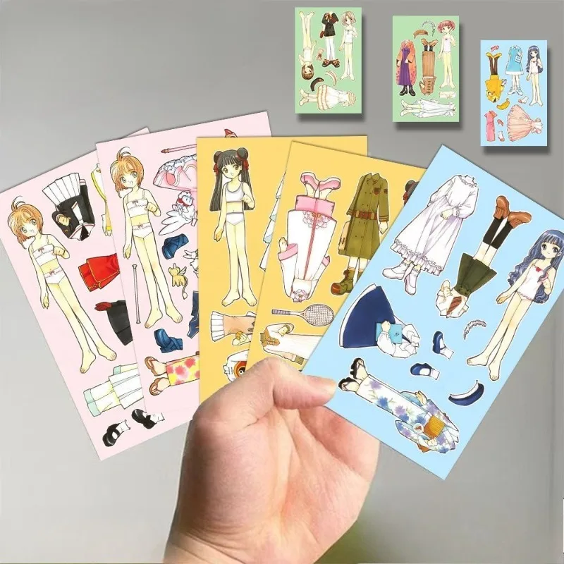 Cartão captor sakura outfit adesivos kinomoto sakura tomoyo daidoji anime periférico bonito dos desenhos animados criatividade diy adesivo presentes