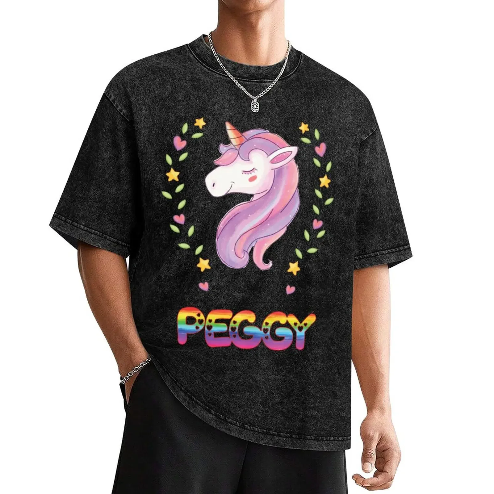 

Peggy Unicorn Rainbow Heart Text - Special Personalised Gift For Peggy T-Shirt custom shirt oversized t shirt men