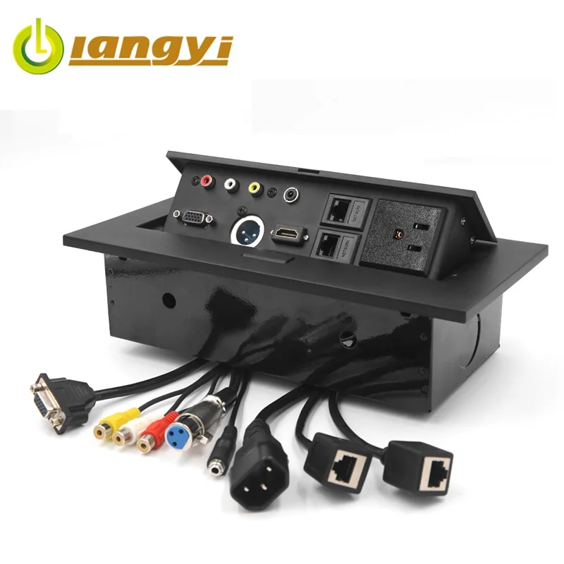Wholesale Price Office Indoor USB 3.5mm Port Network Power Black Silver American Tabletop Socket Box