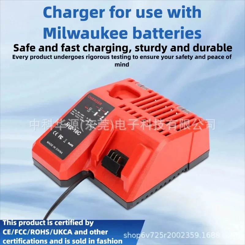 12V~18V 充電器 ミルウォーキー M18/M12/M14 バッテリー用 交換用リチウムイオンバッテリー充電器 EU/US/UK/AU プラグ LED 充電インジケーター