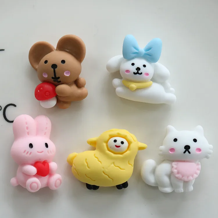 

5pcs miniso series cute animal cartoon резиновые кабошоны из смолы материалы для поделок diy