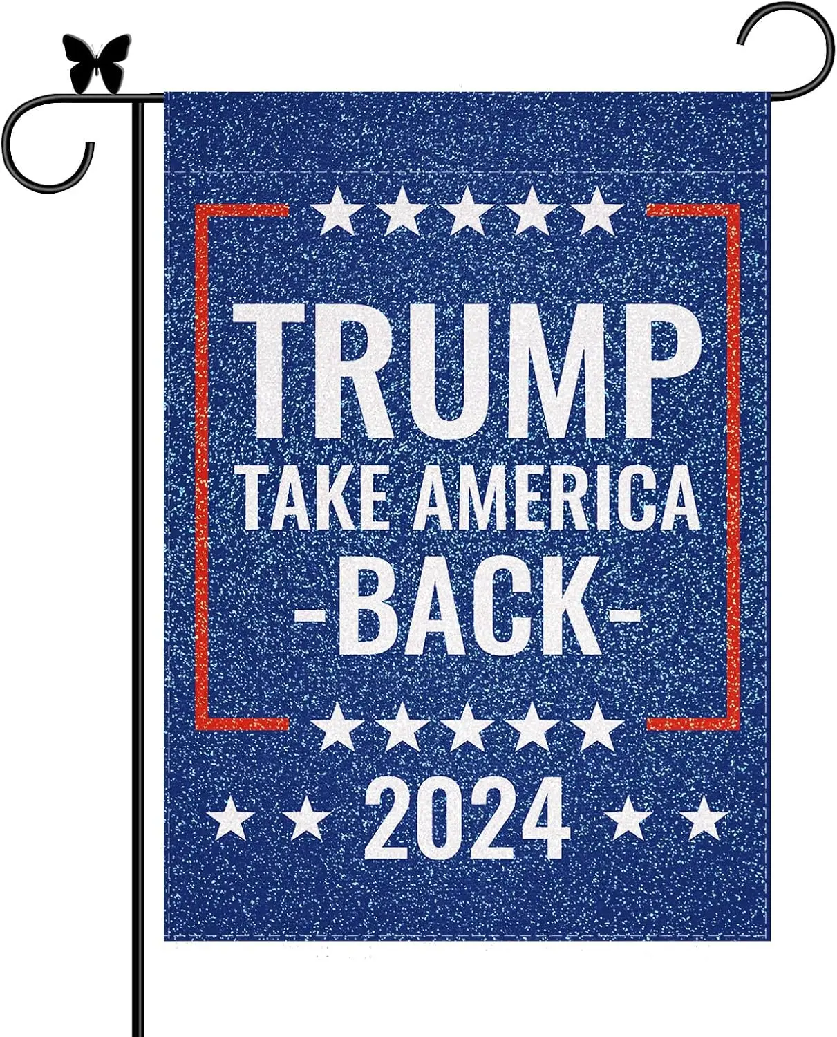 GAGEC Garden Flag Trump Take America Back 2024 Blue Glitter Flag Double Sided Outdoor Decor Yard Lawn Home Decoration 12.5 x 18