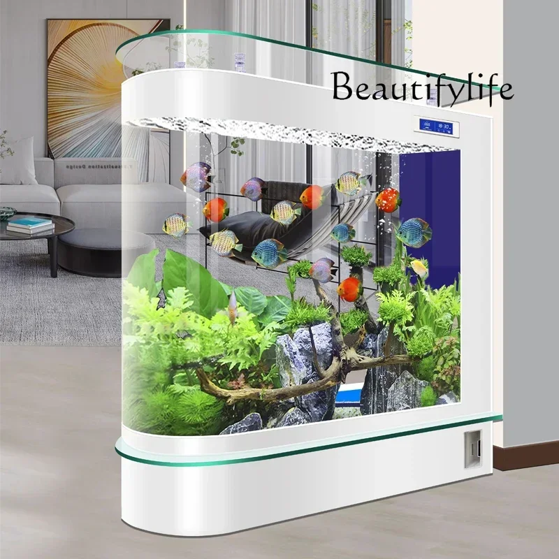 NV Living room new glass fish tank ecological light luxury medium and large floor water-free aquarium advanced sense W