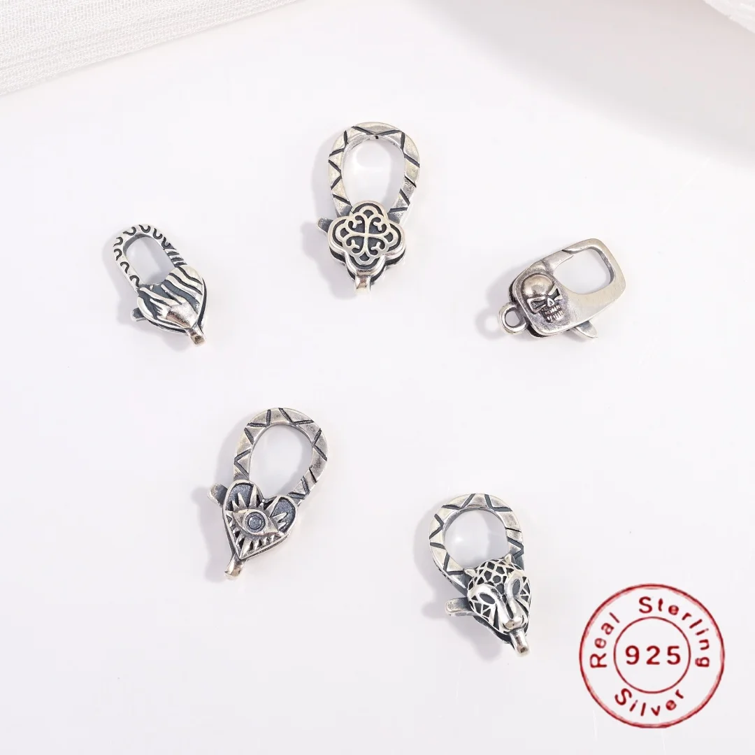 

S925 Sterling Silver Vintage-Style Spring Clasp, Suitable For DIY Bracelet And Necklace Clasp Accessory Materials SK167
