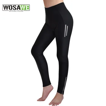 WOSAWE Women's MTB Bicycle Cycling Tights Polyester Cycling Pants Long Mountain Bike Downhill Pro Team Gel Pad Leggings Quick Dry