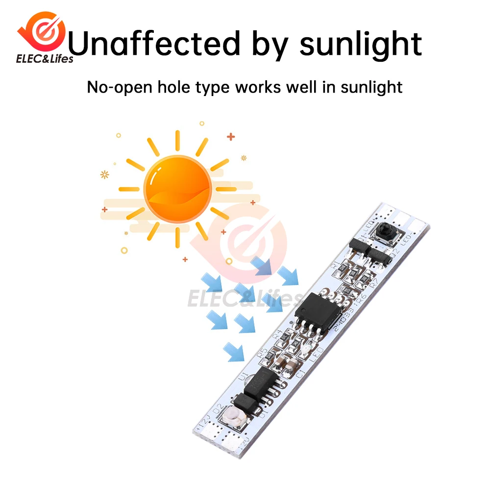 Modulo interruttore scansione manuale DC 12-24V 5A 60W Lampade di controllo dimmerabili a LED Componenti attivi Sensore manuale per scansione a breve distanza