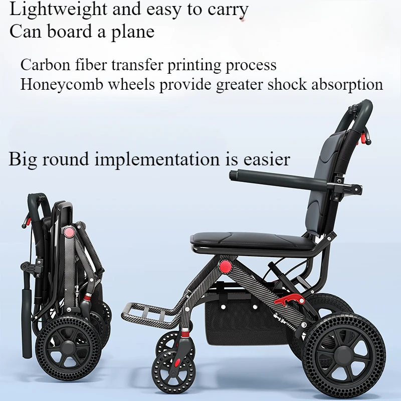 Elderly hand cart, foldable for commuting, shopping cart, elderly four-wheel anti fall and pushable soft chair