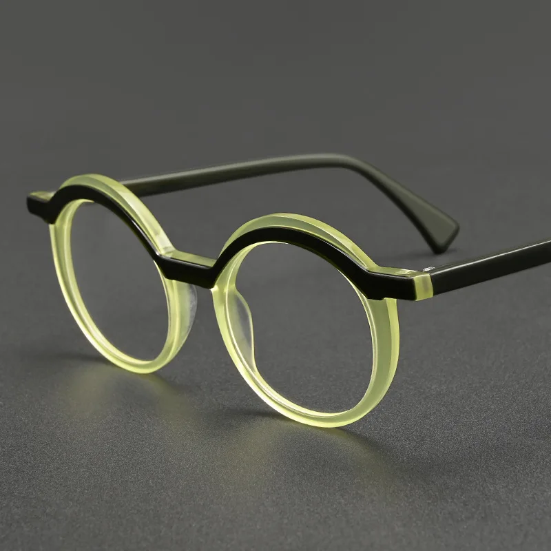 

Retro Double-Round Acetate Glasses Frame Men Optical Prescription High-end Custom Eyeglass Women Myopia Anti-blue Light Eyewear