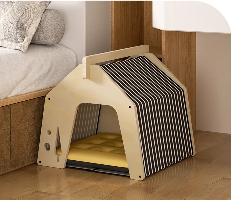 Wooden Cat Beds for Indoor Cats, Rabbit Hideout Bunny House Small Animal Rest and Play House for Dog Hideout Habitat