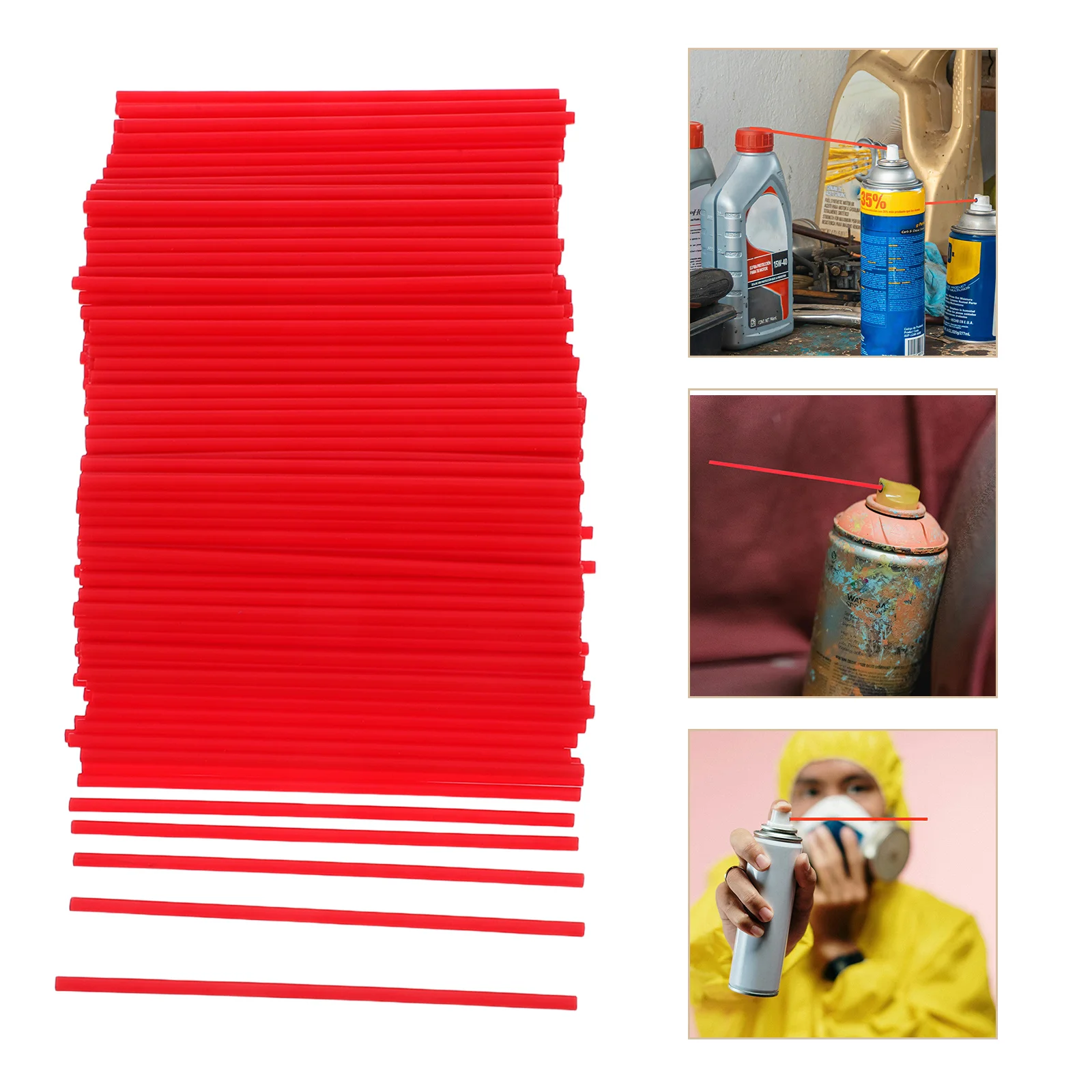 

200Pcs Automotive Lubricant Spray Can Tubes Red Plastic Extension Straws Replacement Nozzles for Cleaner Penetrating Oil